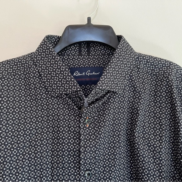 Robert Graham Modern Americana Black Button Down Shirt with Comma Design, sz XL - Picture 3 of 8